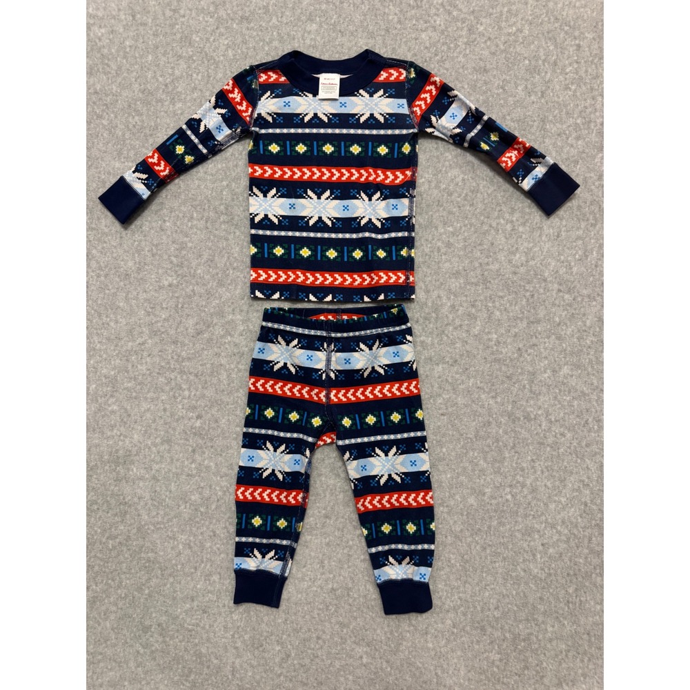 Hanna Andersson Kids 2T Organic Cotton Fair Isle Snowflake Pajama Set Navy Blue
